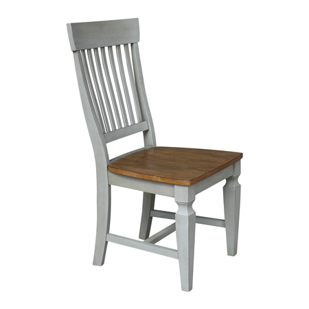 International Concepts Vista Slat Back Chairs, Set of 2, Hickory/stone C41-65P